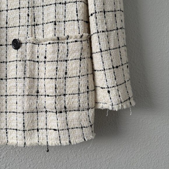 Rebecca Taylor Women’s ivory cream Plaid Tweed Blazer  6‎ - Picture 9 of 15